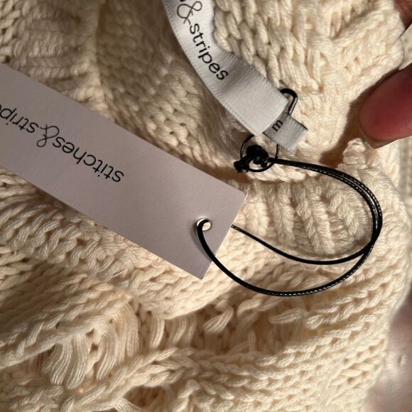 Solid & Stripes Crew Neck Beige Distressed Sweater(Size Medium) - Picture 3 of 5